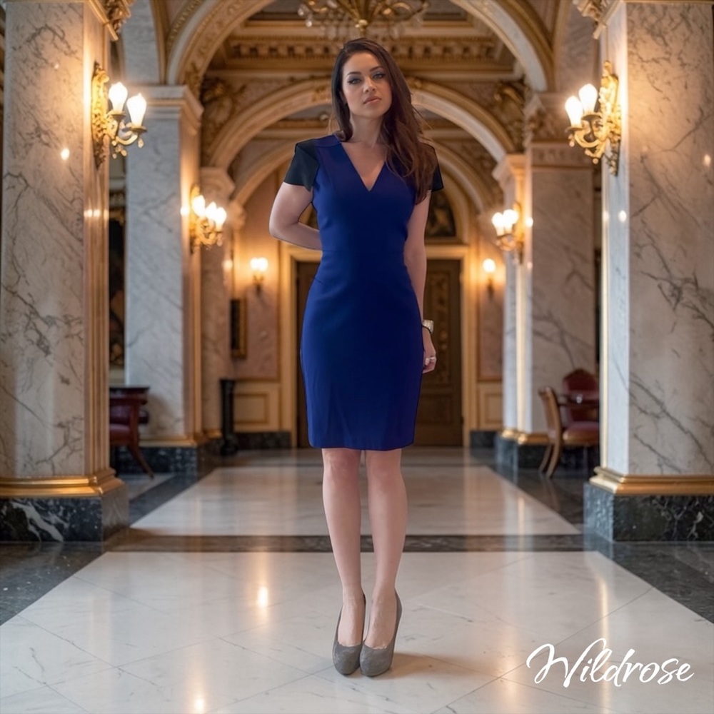 Roland Mouret Cobalt Blue Contrast Shoulder Dress – US 10